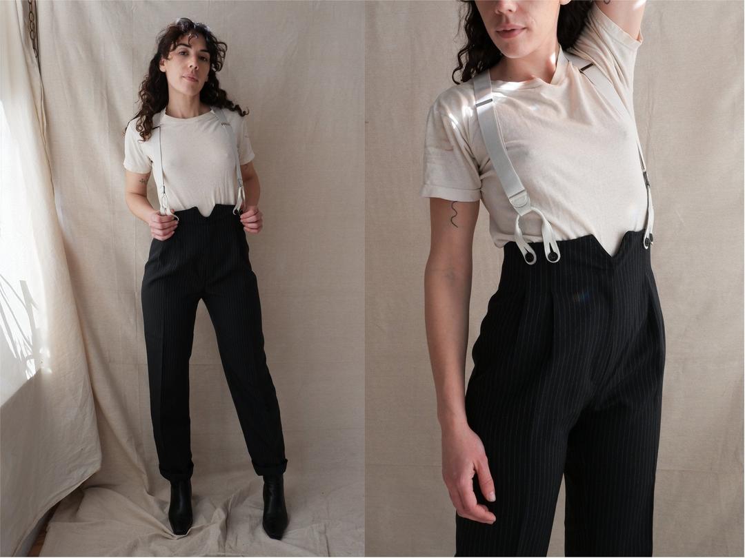 80s Bode Striped Pants Vintage High Waisted Striped Trousers 