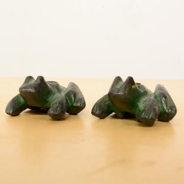 Male &amp; Female Paperweight Sculptural Frogs Mid Century Period 
