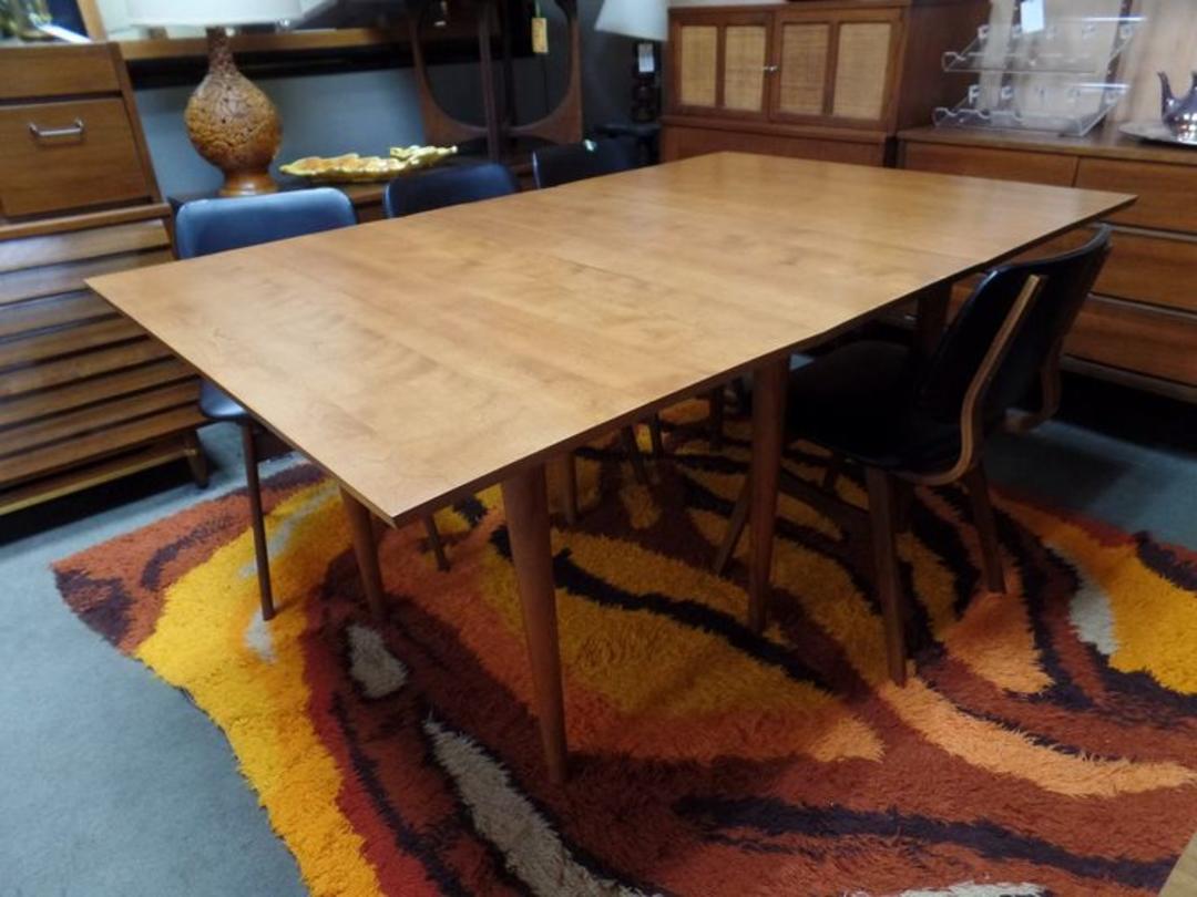 MidCentury Modern drop leaf dining table by Conant Ball Peg Leg