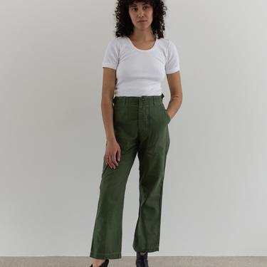 Vintage 26-28 Waist Olive Green Army Pants | Utility Fatigues Military Trouser | Button Fly | F254 