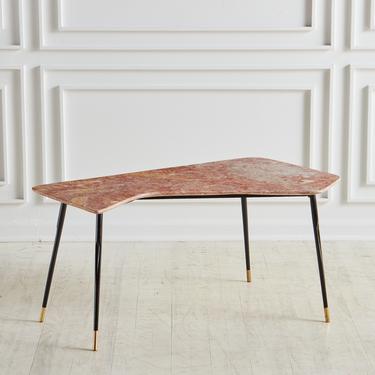 Breccia Pernice Marble Coffee Table on Metal Base, Italy 1950s