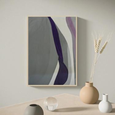 Purple Rays II - New Large Oversized  36&amp;quot; x 48&amp;quot; Canvas Painting Abstract Minimalist Modern Original Contemporary Artwork by Art