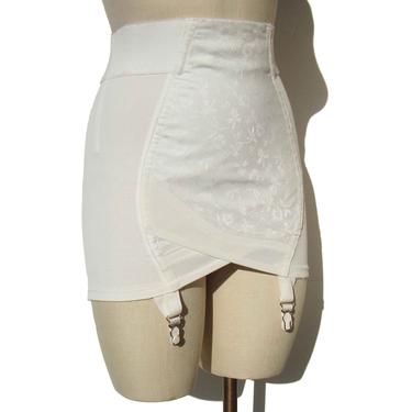 Vintage 1950s White Fan Lace Corset Girdle Skirt (26-32