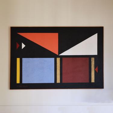 Vintage Abstract Painting | Geometric Artwork | "Hard Edged Chocolate No. 1" | William Buck Clarke 