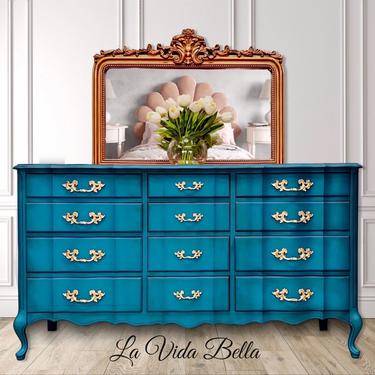 Stunning French Console, Vintage, Peacock, French Provincial, Buffet, Sideboard, Dresser, Entryway Piece. 