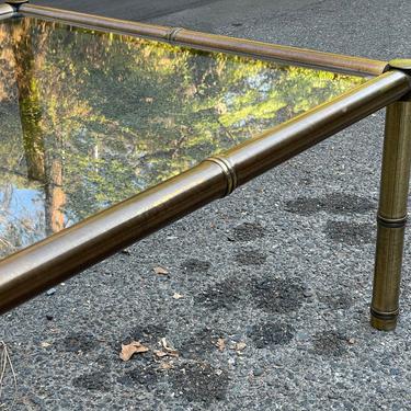 1970s Mastercraft Brass Faux Bamboo Coffee Table 