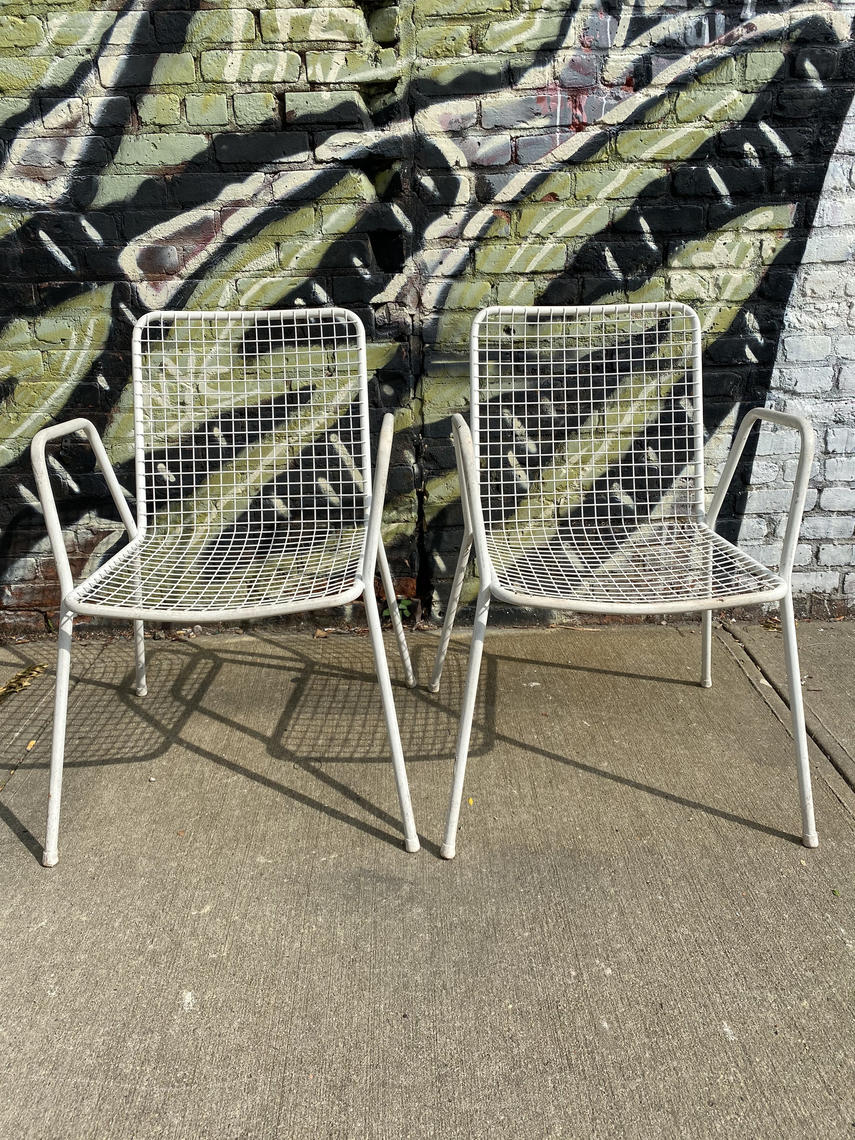 Vintage 2 EMU rio white Metal mid century modern wire grid Symmetry Vintage Brooklyn NY