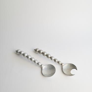 Silver String of Pearls Salad Servers 