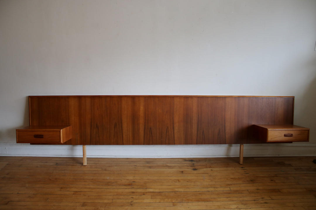 Mid Century Modern King Size Teak Headboard with Floating ...