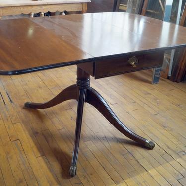 Brass Clawfoot Table w Fold Out Leaves