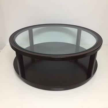 Round Mahogany and Glass Coffee Table by Edward Wormley for Dunbar 