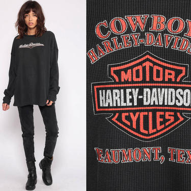 Vintage Black Biker Thermal on sale Shirt - Fullerton Harley Davidson Dealer