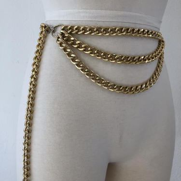 Vintage Republique Francaise Gold Chain Coin Belt, Vintage Rosemond