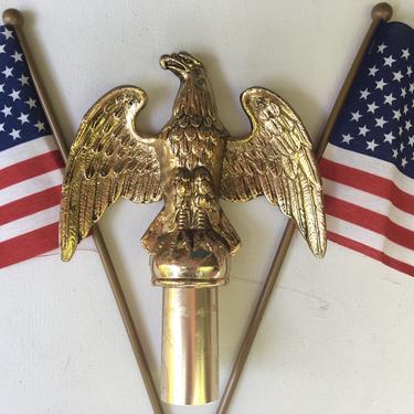 Vintage Solid Brass Eagle Flag Pole Finial, Bald Eagle Flag Pole Topper 