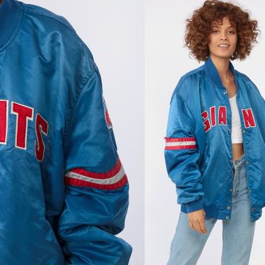 NFL New York NY Giants Football Pro Line Snap Satin Bomber Jacket