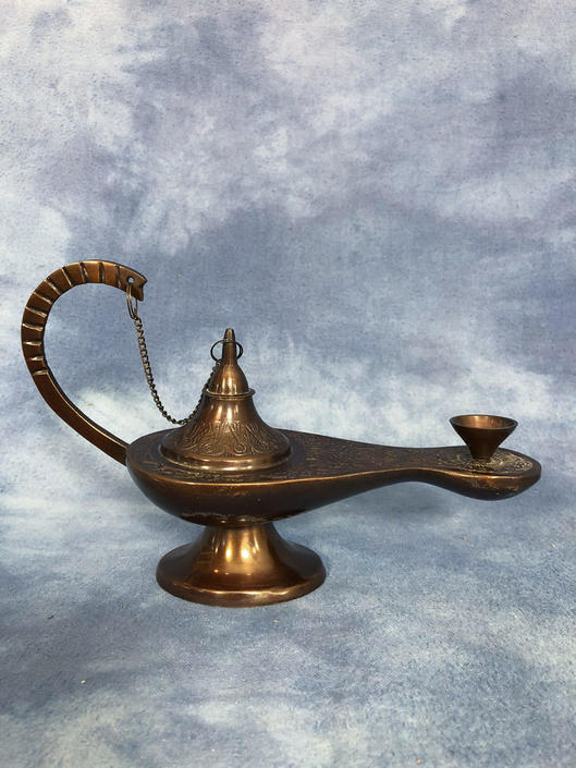 Aladdin's Magic Genie Oil Lamp Small Vintage Brass Incense Burner Antique