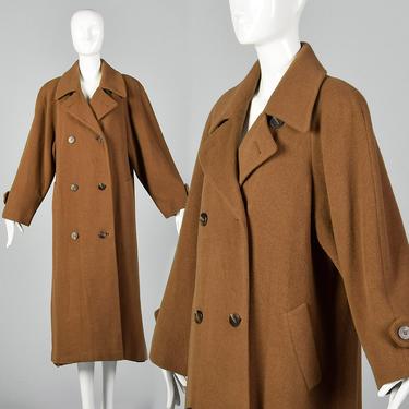 Large 1970s Regency Cashmere Coat Brown Double Breasted Coat Raglan Sleeves Winter Outerwear 70s Vintage 
