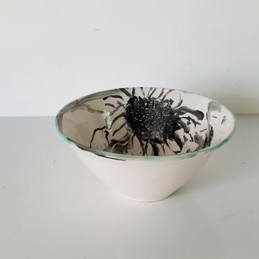 1980s Vintage Goddesa Artistic Hand-Painted Decorative Ceramic Bowl 