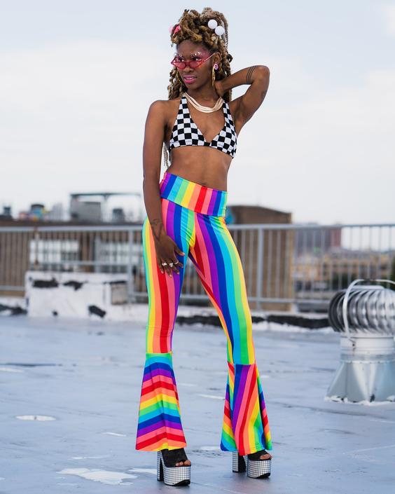 Rainbow Stripe Gay Pride Unisex Bell Bottoms- Flare Rave Pants