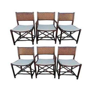 McGuire Directors Cane Back Bamboo Rattan Dining Chairs Set of Six Organic Modern 
