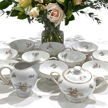 12 Piece Rosenthal Continental China Colonial Rose Tea Set Tea Cups Creamer And Sugar Free Shipping 