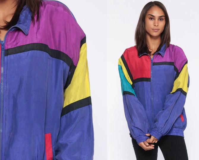 French75Vintage Vintage 90s Color Block Tapestry Windbreaker Jacket