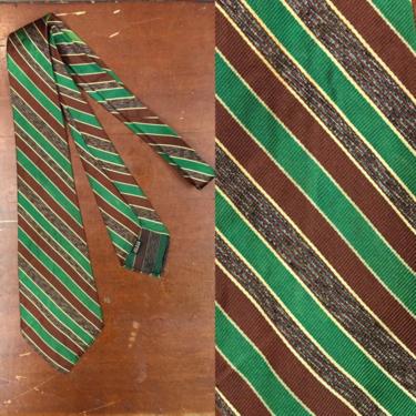 Vintage 1930’s, Silk Print Necktie, Stripes Tie, No Liner, Swing Tie, 1930’s tie, 1940’s tie, Vintage Clothing 