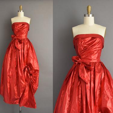 1980s vintage dress | Absolutely Gorgeous Lipstick Red Strapless Party Prom Wedding Dress | Small | 80s dress 