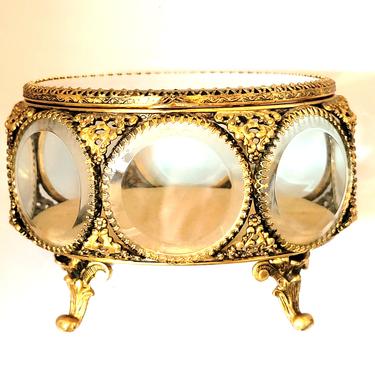 Stylebuilt Ormolu Beveled Glass Jewelry Casket 