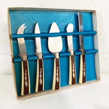 Set of 6 Mid Century Modern Steak Knives Atomic Starburst Design