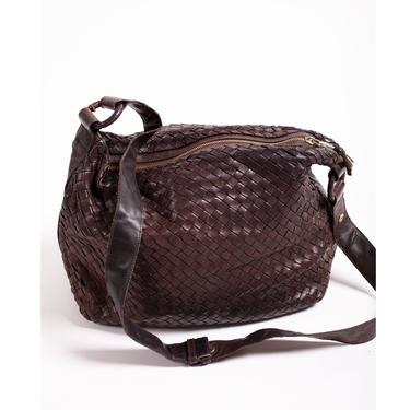 Bottega Veneta Brown Intrecciato Leather Medium Adjustable Crossbody or Shoulder Bag Vintage Minimal Nappa Woven Y2K Purse Satchel 