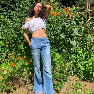 Vintage Levis High Waisted Jeans | 27 28 Orange Tab Levis Jeans | Distressed Light Wash Boho 70's Flare Jeans 