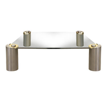 Karl Springer Large "Sculpture Leg Coffee Table" in Gunmetal and Brass 1980s - SOLD