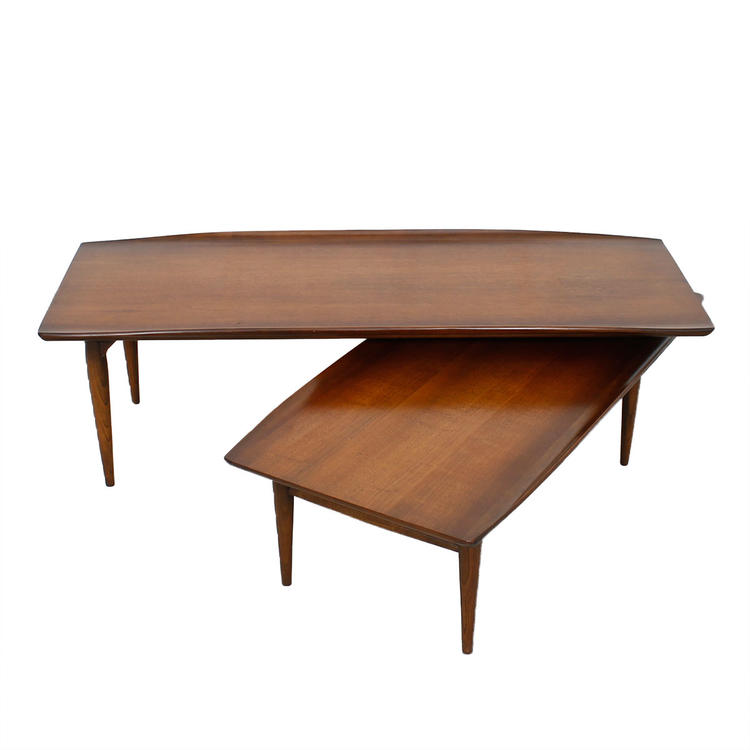 MCM Walnut Expanding Switchblade Swivel Coffee Table