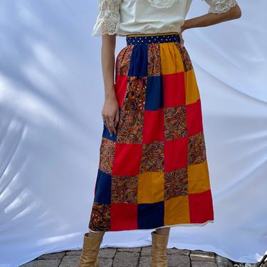 Vintage 70s Skirt, Peasant Skirt, 70s Patchwork Skirt, Denim Patchwork Skirt, Boho 2024 Fashion, Hippie Fashion, Vintage Fashion, Quilted Skirt