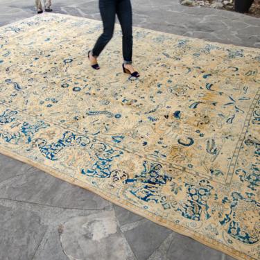 Antique 11’10” x 15’6” Oversized Large Hand Knotted Wool Low Pile Rug - FREE DOMESTIC SHIPPING 