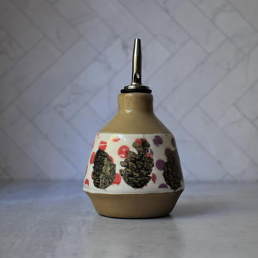 Pottery olive oil dispenser, PINECONE oil bottle, handmade ceramics, Ceramic cruet 