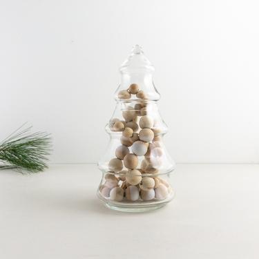 Clear Glass Christmas Tree Jar, Apothecary Container, Tree Shaped Christmas Vase, Vintage Candy Dish 