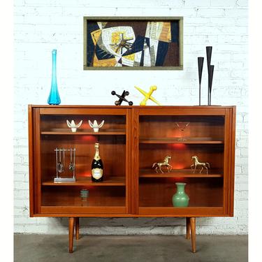 Slim  Slick Danish Modern Teak Lighted Cabinet Bar