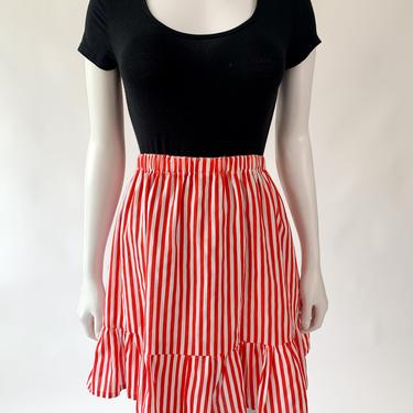 Red &amp; White Candy Striped Skirt