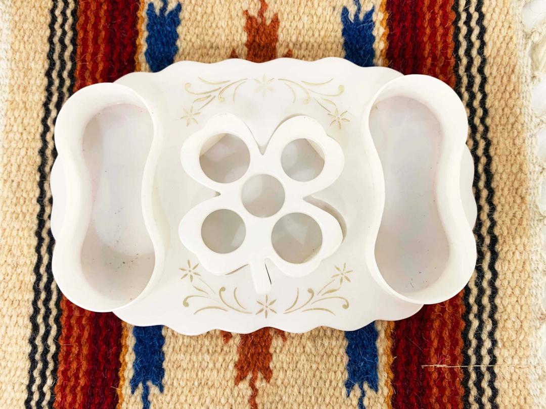 Vintage White Vanity Tray 1960s 60s Plastic Makeup Organizer Cream