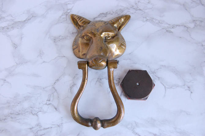 Brass Fox Door Knocker Wolf Door Knocker Vintage Brass Door