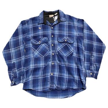 (L) Field &amp; Stream Blue Plaid Flannel Shirt 091621 LM