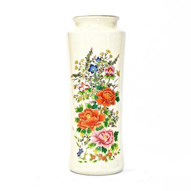 VINTAGE: 10" Japanese Tall Floral Vase - Marked Vase - Rose - Mae in Japan - Flowers - Made in Japan - SKU 26-D-00012208 