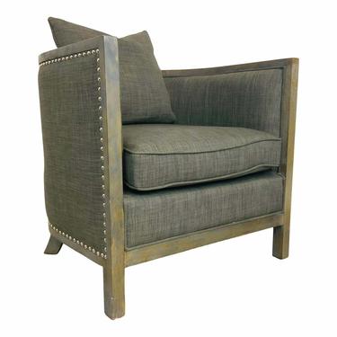 Organic Modern Reclaimed Gray Wood Barrel Back Club Chair