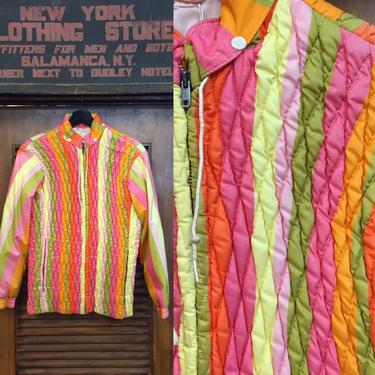 Vintage 1960’s “McGregor” Striped Mod Quilted Ski Jacket, Vintage Jacket, Vintage Ski Wear, Vintage Clothing 