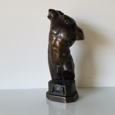 Greco Roman Bronze Sculpture of Male Nude Torso 