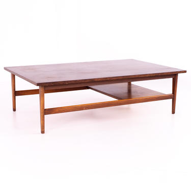 Mid Century Walnut Large Rectangular Coffee Table - mcm 