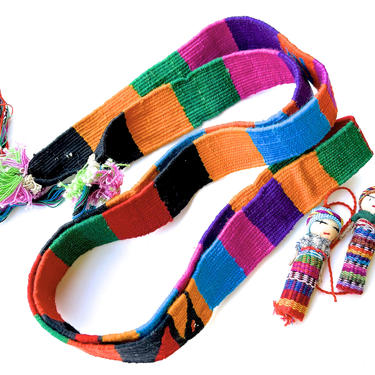 Deadstock VINTAGE: 1980's - Native Guatemala Handwoven Faja - Big Jaguar Belt - 100% Cotton Belt - Handmade - SKU 1-G4-00015974 