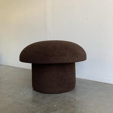 Mushroom Ottoman in Brown Boucle 